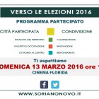 APPUNTAMENTI – Città Partecipata, il movimento Soriano Novo incontra i cittadini